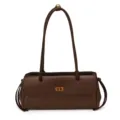 Classic litchi pattern PU leather shoulder bag for women, retro casual commuter crossbody bag. - Coffee