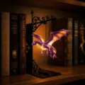 Dragon Bookshelf Lamp LED Night Light Fantasy Bookend Decor Desktop Lighting Ornament - Purple