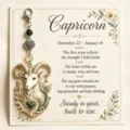 Capricorn Zodiac Keychain Vintage Zinc Alloy Bag Charm with Inspirational Greeting Card Gift - Capricorn