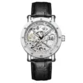 Orologio meccanico automatico uomo quadrante scheletrato cinturino in pelle nera di lusso - Cassa argento con cinturino in pelle nera