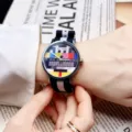 Trendy dopamine color TV pattern quartz watch with black and white woven canvas strap for men - Blue Strap Silver Case - Block