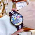 Color TV test pattern quartz watch with blue and white canvas strap, trendy fashion style. - Blue Strap Black Case - Block