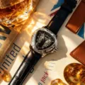Herren automatik mechanische Uhr schildform hohles Zifferblatt schwarzes Lederarmband - Silber-Schwarz Skelett-Stil (WIN Cobra)