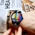 Trendy color TV test pattern quartz watch with woven canvas strap for casual daily wear. - Blue Strap Black Case - Stripes