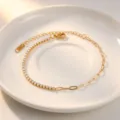 Bracciale dorato con pietre in zircone e catena a maglie design elegante gioiello da donna - Bracciale Strass Bianco Oro