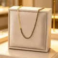 Exquisite titanium steel gold spliced necklace with paperclip and black zircon stones. - Black Rhinestone Necklace Gold
