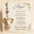 Aries zodiac keychain retro zinc alloy pendant with pink beads and gift card design for daily use - Aries