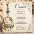 Cancer zodiac metal keyring with decorative card, vintage alloy keychain gift for women. - Cancer