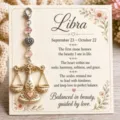 Libra zodiac keychain alloy vintage bag charm cute pink crystal pendant gift card display - Libra