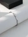Silver stainless steel link bracelet stylish geometric design minimalist fashion jewelry - Bamboo Link Chain Bracelet