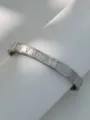 Stainless steel Roman numeral bangle bracelet, minimalist silver metal cuff jewelry. - Roman Numeral Bangle