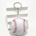 Portachiavi baseball vista dettaglio, pelle PU morbido cotone riempito ciondolo sport. - Baseball Bianco