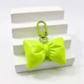 Neon gruener gepolsterter PU Leder Schleifen Schluesselanhanger, stylischer Taschenanhanger. - Fluoreszierendes Grün