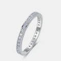 Laboratory grown diamond ring delicate sterling silver eternity band sparkling pave jewelry - US6# / Lab-Grown Diamond (1.5mm/0.53CT)