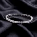 Wunderschönes S925 Silber Labor Diamant Tennisarmband, funkelnder Zirkon Schmuck für Frauen. - 6,5 Zoll / Tennisarmband (BR026527) / 9.72ct / D Farbe Labordiamant (3.8mm)