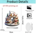 Detail view of 2D acrylic Christmas train ornament with size and waterproof features. - Style 16
