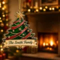 Adorno colgante de árbol de navidad de acrílico personalizado con apellido familiar para decoración. - Estilo Familiar Árbol de Navidad / 8cm