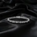 S925 Sterling Silber sechseckiges Tennisarmband mit funkelnden Zirkonia Modeschmuck Damen - 7,5 Zoll / Tennisarmband (BR026572) / 2.96ct / D Farbe Labordiamant (3.5mm)