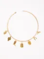 Gold Western cowboy charm necklace with poker cards cactus boot letter B pendants jewelry. - Letter B Style