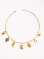 Western cowboy style charm necklace with poker cactus boot letter K horse shoe and pistol pendants. - Letter K Style