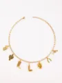 Western cowboy style charm necklace with poker, cactus and boot pendants for women fashion. - Letter L Style