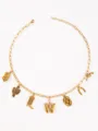 Gold Western Cowboy Charm Necklace with Playing Cards Cactus Boots Horseshoe Letter W Pendant - Letter W Style
