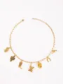 Western cowboy charm necklace gold plated choker fashion jewelry vintage style pendant gift - Letter X Style