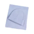 Ensemble écharpe et bonnet en tricot de laine unie pour couple mode hiver accessoires chauds - Ensemble / Bleu