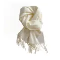 Écharpe d'hiver unie en imitation cachemire avec franges élégantes, châle chaud et doux. - 200X65+10CM / Blanc Cassé
