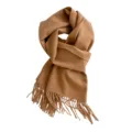 Belle écharpe d'hiver unie couleur chameau effet cachemire avec de jolies franges. - 200X65+10CM / Chameau
