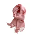 Écharpe rose unie épaisse en imitation cachemire douce avec franges pour femme automne - 200X65+10CM / Rose Poudré