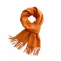 Écharpe épaisse de couleur unie en imitations cachemire à franges, châle chaud orange. - 200X65+10CM / Jaune Orangé