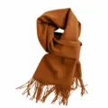 Écharpe d'hiver marron caramel effet cachemire épais uni avec franges, châle chaud pour femmes - 200X65+10CM / Couleur caramel