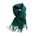 Écharpe unie vert foncé en imitation cachemire avec franges, châle chaud d'hiver. - 200X65+10CM / Vert Haricot