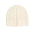 Bonnet en tricot de laine unie avec revers côtelé, chaud et confortable pour hiver mode. - Chapeau / Beige