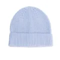 Bonnet en tricot côtoté bleu clair, bonnet chaud d'hiver uni et confortable pour tous les jours. - Chapeau / Bleu