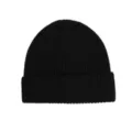 Bonnet en tricot côtelé noir pour hommes et femmes, bonnet d'hiver chaud en laine unie. - Chapeau / Noir