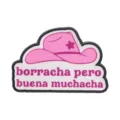 Rosa Cowboy Hut Spanischer Spruch Brosche Niedlicher lustiger PVC Badge fur Kleidung Rucksack - Rosa Cowboyhut Slogan (UVXZ491)