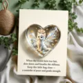 Acrylic heart pocket hug keepsake gift card with cute angel cat design for gifts. - Card 7*9 Heart 5*4.5 / Angel Cat Style (5)