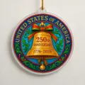US 250th anniversary acrylic hanging ornament patriotic bell holiday decoration pendant - 10cm / Independence Day No.6 (Style 6)