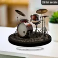 Adorno de escritorio de acrílico plano 2D batería decoración del hogar tema de música - Estilo 21 / Altura 20cm con Base
