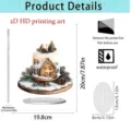 Christmas 2D acrylic ornament detail view showing precise dimensions and protective film. - Style 2