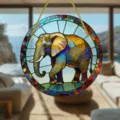 Runder Elefant Acryl Sonnenfänger Hängeornament für Indoor und Outdoor Fensterdekoration - Elefanten-Stil (9) / 15x15x0.3cm
