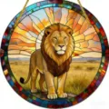 Buntglas Löwe Sonnenfänger hängend Acryl Fenster Dekoration für innen außen Heimkunst - Männlicher Löwen-Stil (28) / 15x15x0.3cm