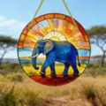 Acryl Elefant Buntglas Sonnenfänger Hängeanhänger für Innen und Außen Dekoration Detail Ansicht - Elefanten-Stil (29) / 15x15x0.3cm