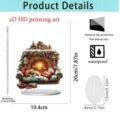 2D acrylic Christmas fireplace ornament with base, holiday home decor and desktop gift. - Style 3