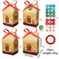 Weihnachten Lebkuchenhaus Geschenkschachteln Set mit Bändern, Aufklebern und 24 Stk. Verpackung. - SD6014 Stil / 24-teilig