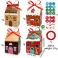 Weihnachtliche Lebkuchenhaus-Bonbonboxen Set mit Aufklebern und rotem Band für Partygeschenke. - SD6015 Stil / 24-teilig