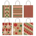 6 Pz Sacchetti Regalo in Carta Kraft Natalizi Renna Fiocco di Neve Stampato Confezione Feste - Serie di modelli di alberi di Natale e fiocchi di neve (SD6013) / 6 Pezzi