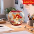 Detailed close-up view of the 2D acrylic flat apple goldfish decorative desk pendant. - Large Edge 14.5-15 / 2